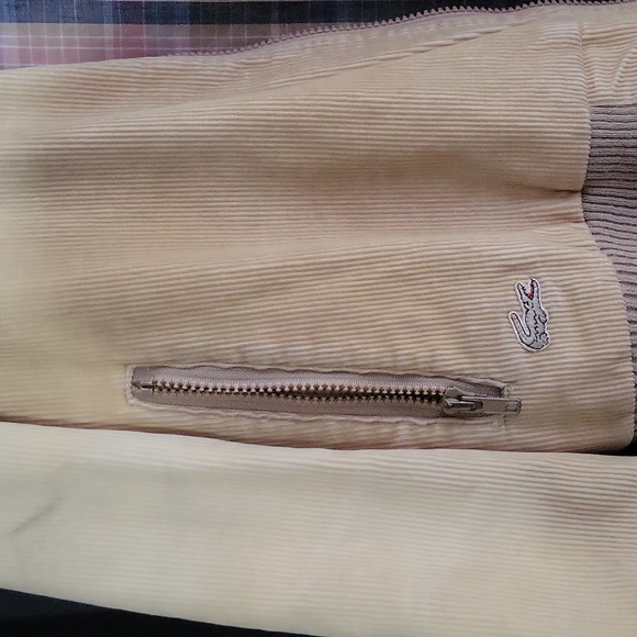 Lacoste Corduroy bomber jacket size Medium tan color. - Picture 3 of 5